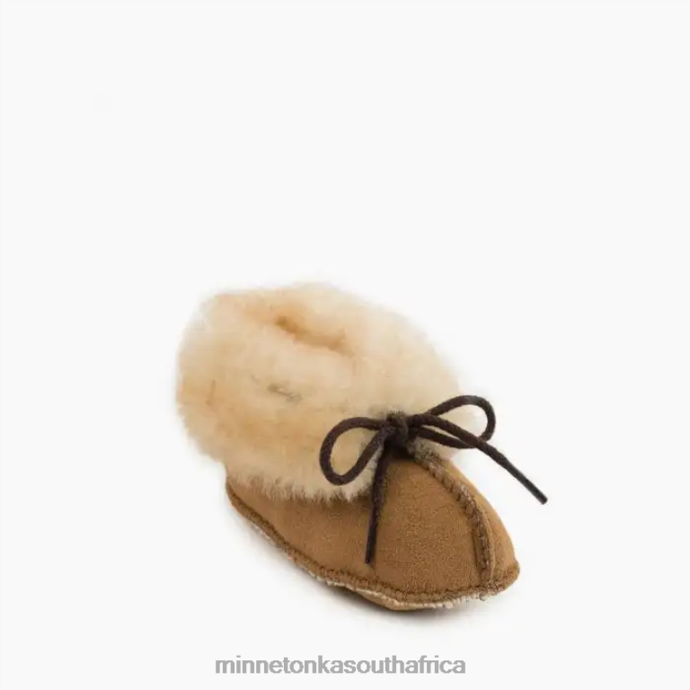 Minnetonka Footwear RNL6F483 Kids Sheepskin Bootie Golden Tan