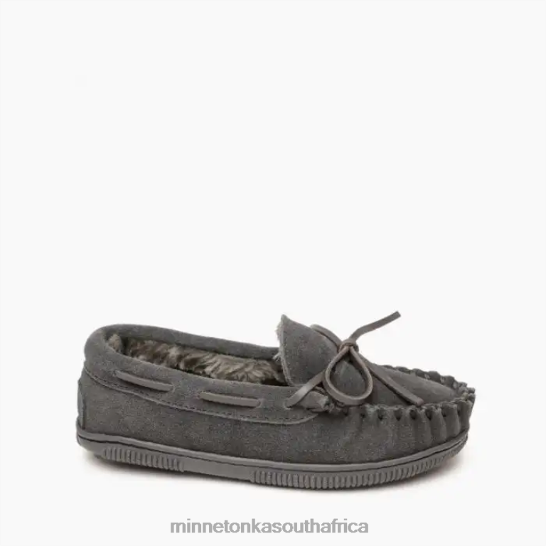 Minnetonka Footwear RNL6F498 Kids Pile Lined Hardsole Charcoal