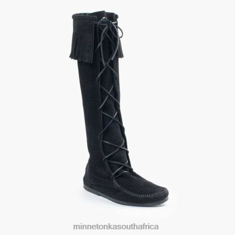 Minnetonka Footwear RNL6F440 Men Front Lace Knee High Boot Black