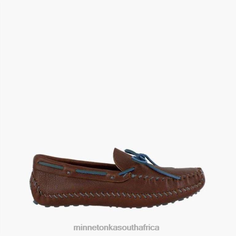 Minnetonka Footwear RNL6F378 Men P.W. Driving Moc Brown/Steel Blue