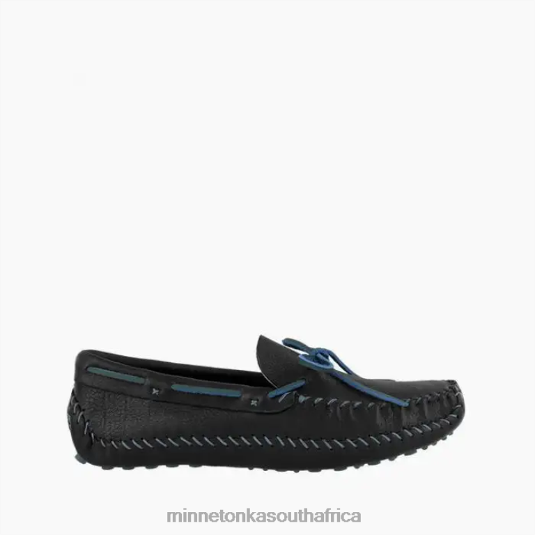 Minnetonka Footwear RNL6F381 Men P.W. Driving Moc Black/Steel Blue