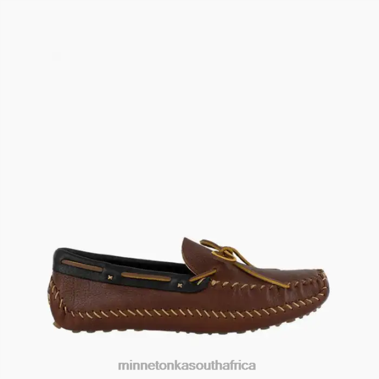 Minnetonka Footwear RNL6F384 Men P.W. Driving Moc Brown with Black Collar