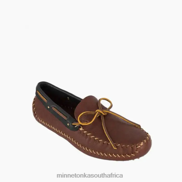 Minnetonka Footwear RNL6F384 Men P.W. Driving Moc Brown with Black Collar