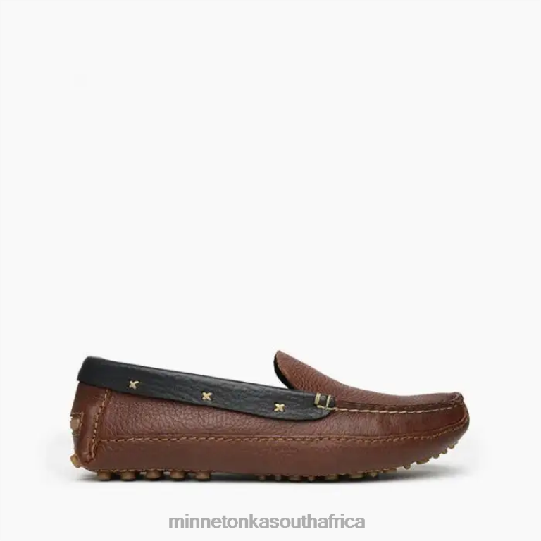 Minnetonka Footwear RNL6F392 Men P.W. Driving Loafer Brown with Black Collar