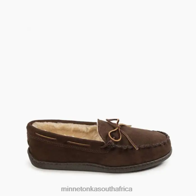 Minnetonka Footwear RNL6F398 Men Pile Lined Hardsole Chocolate