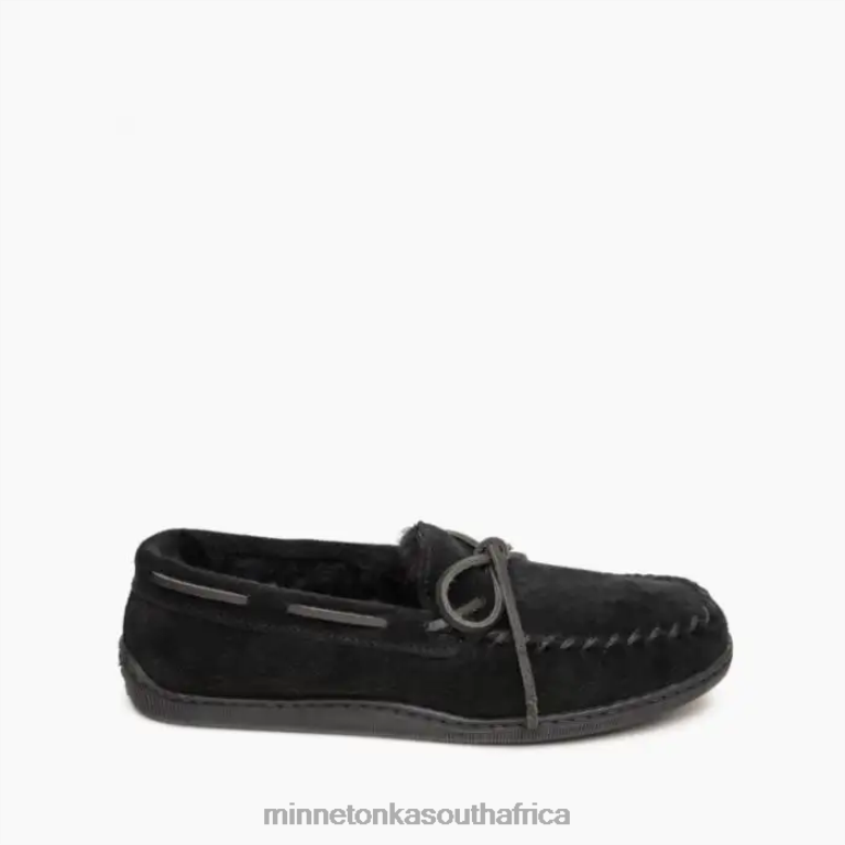 Minnetonka Footwear RNL6F401 Men Sheepskin Hardsole Moc Black