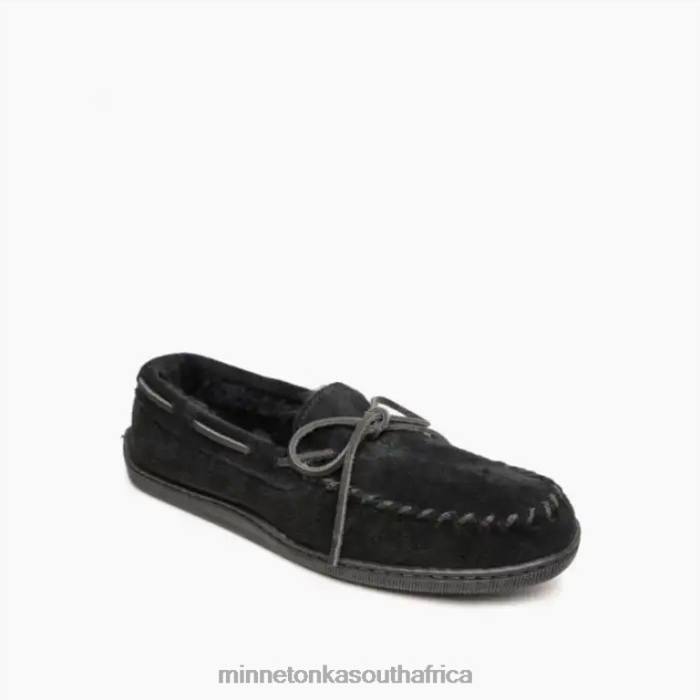 Minnetonka Footwear RNL6F401 Men Sheepskin Hardsole Moc Black