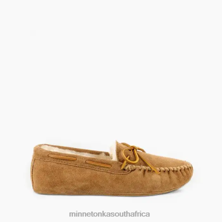 Minnetonka Footwear RNL6F404 Men Sheepskin Softsole Moc Golden Tan