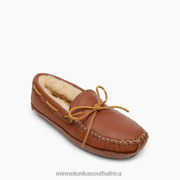 Minnetonka Footwear RNL6F410 Men Sheepskin Moose Slipper Carmel