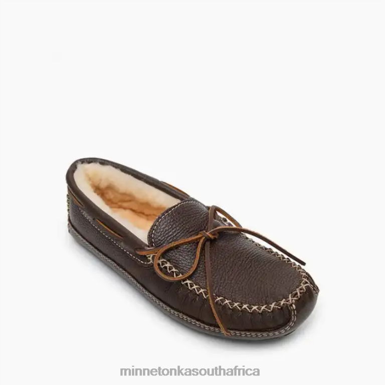 Minnetonka Footwear RNL6F411 Men Sheepskin Moose Slipper Chocolate