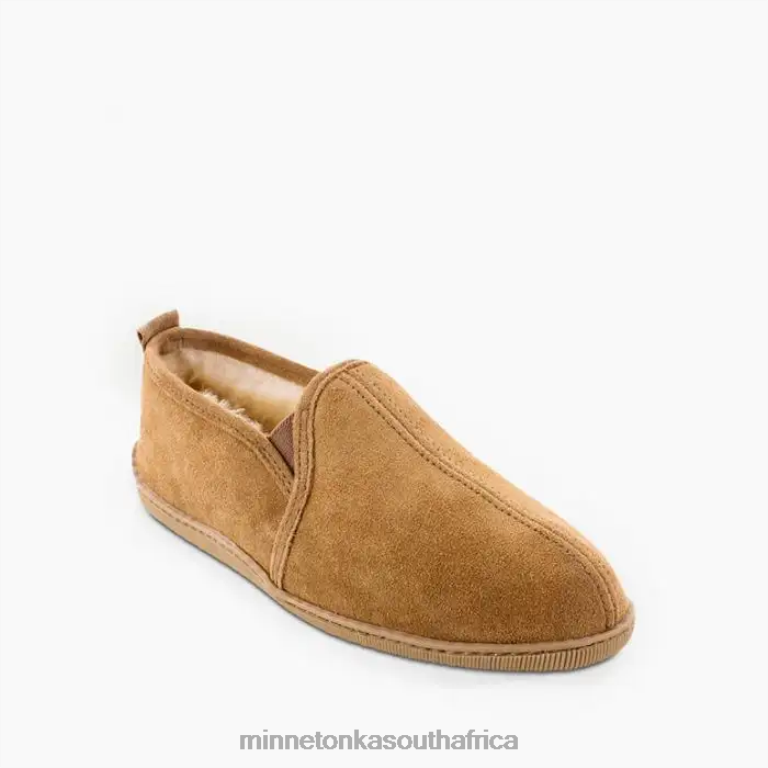 Minnetonka Footwear RNL6F414 Men Twin Gore Sheepskin Golden Tan