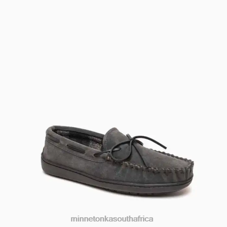 Minnetonka Footwear RNL6F430 Men Plaid Lined Hardsole Charcoal