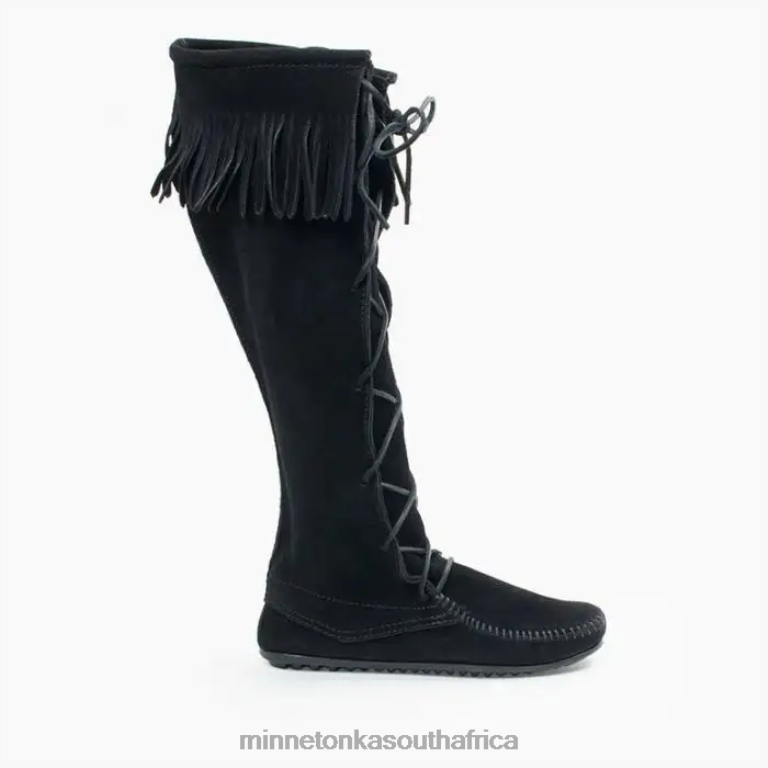 Minnetonka Footwear RNL6F24 Women Front Lace Knee High Boot Black
