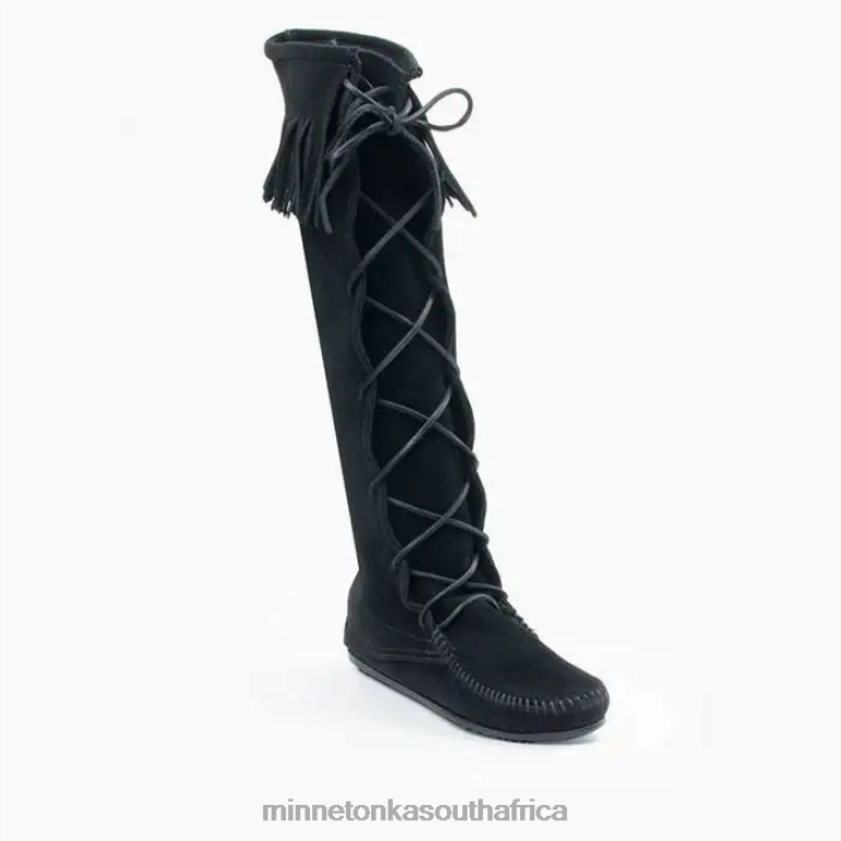 Minnetonka Footwear RNL6F24 Women Front Lace Knee High Boot Black