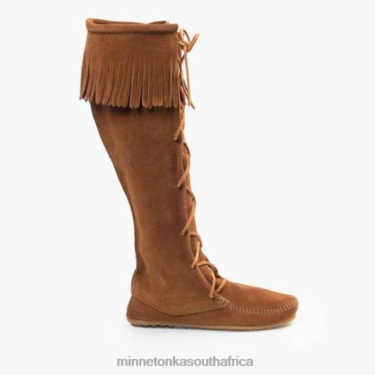 Minnetonka Footwear RNL6F25 Women Front Lace Knee High Boot Brown