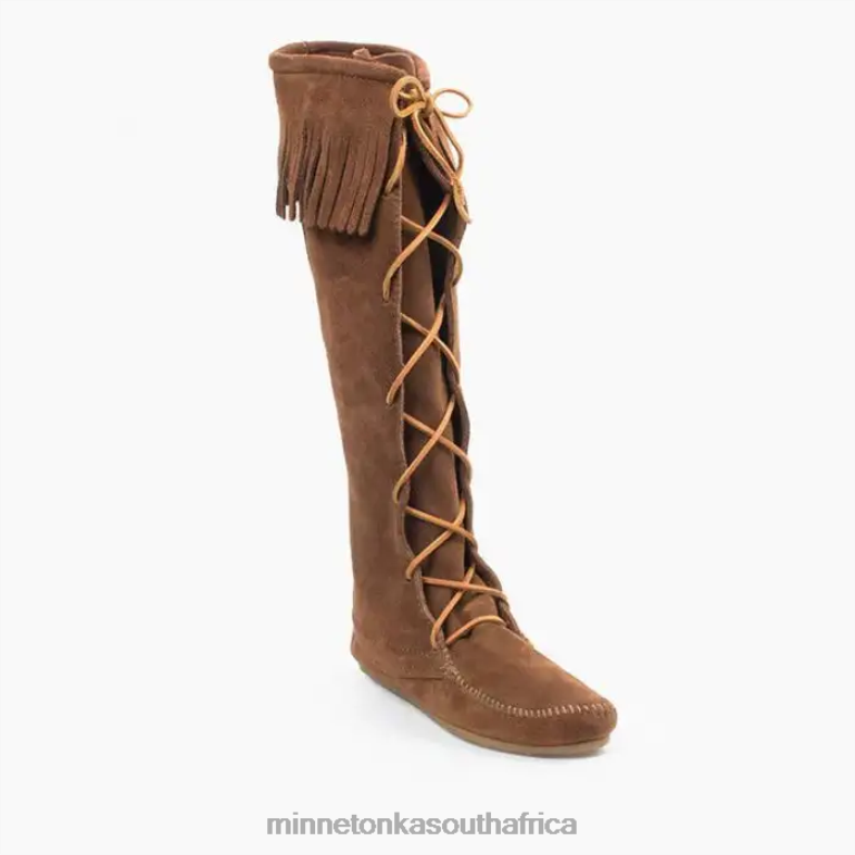 Minnetonka Footwear RNL6F26 Women Front Lace Knee High Boot Dusty Brown