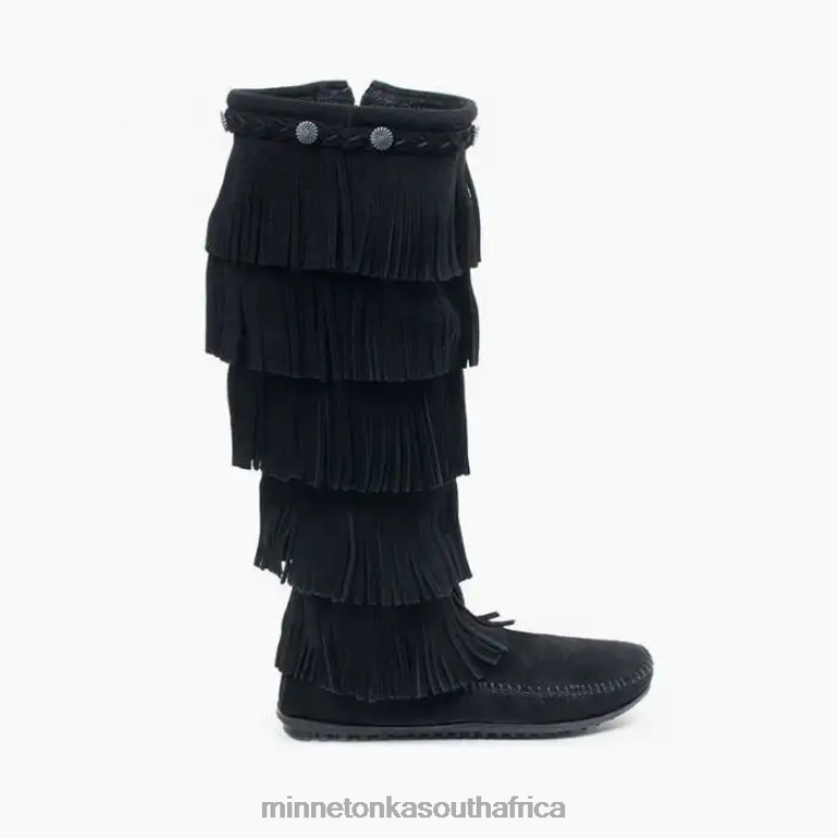 Minnetonka Footwear RNL6F27 Women 5-Layer Fringe Boot Black