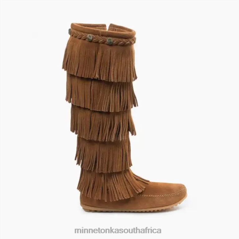Minnetonka Footwear RNL6F29 Women 5-Layer Fringe Boot Dusty Brown
