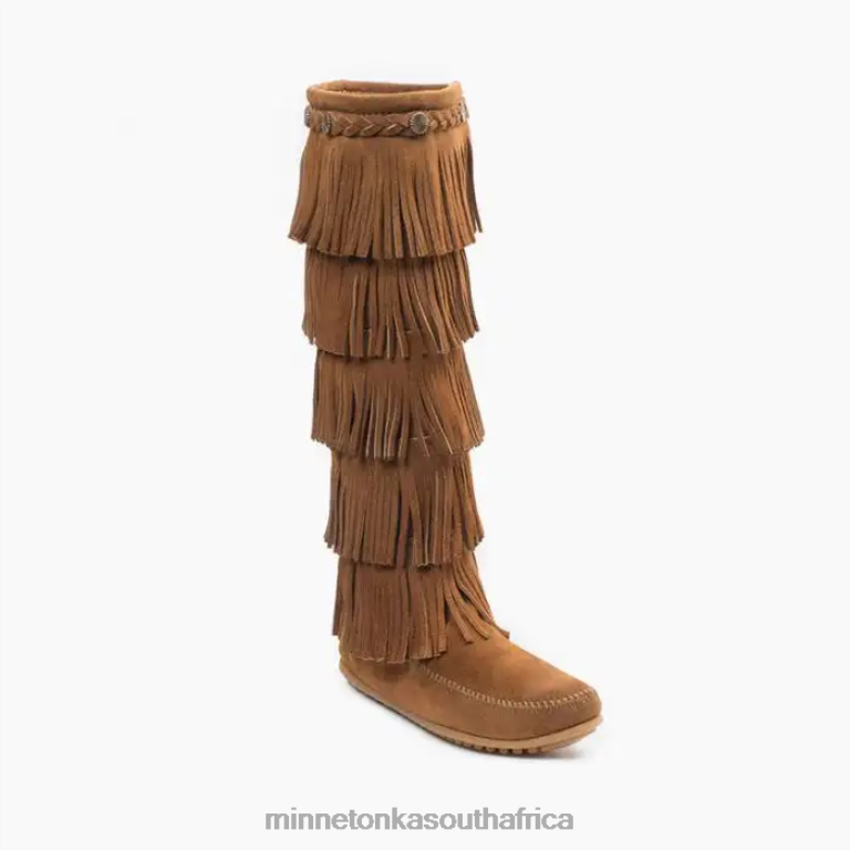 Minnetonka Footwear RNL6F29 Women 5-Layer Fringe Boot Dusty Brown
