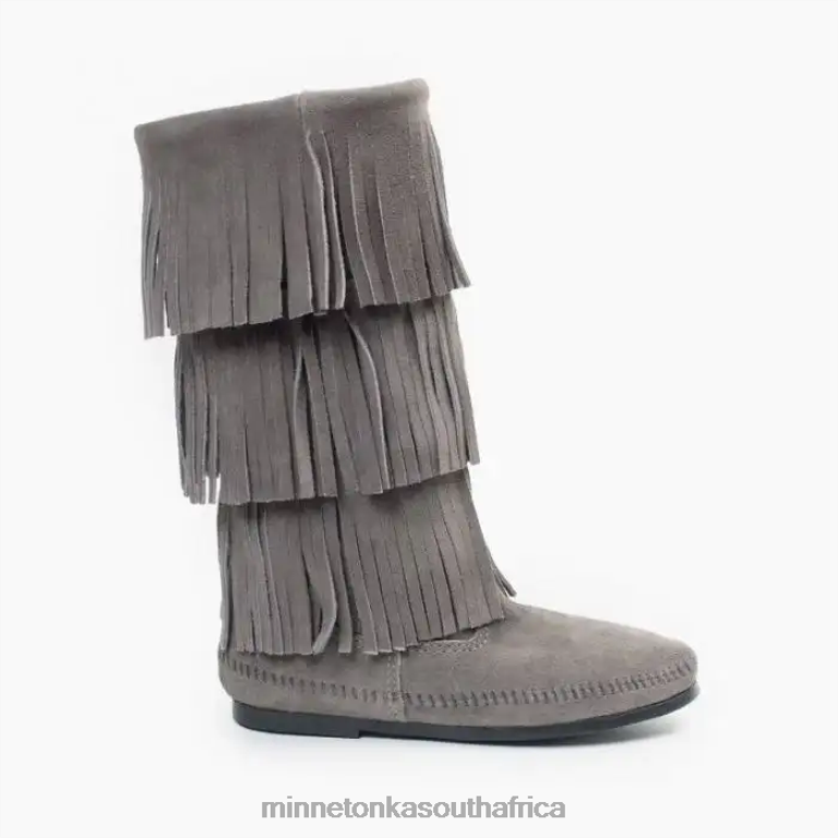 Minnetonka Footwear RNL6F3 Women 3-Layer Fringe Boot Grey