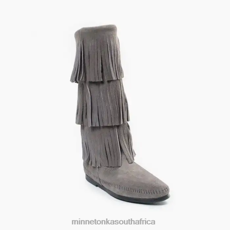 Minnetonka Footwear RNL6F3 Women 3-Layer Fringe Boot Grey