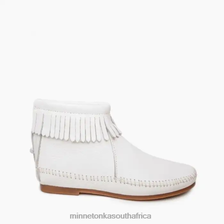 Minnetonka Footwear RNL6F46 Women Leather Back Zip Hardsole Boot White