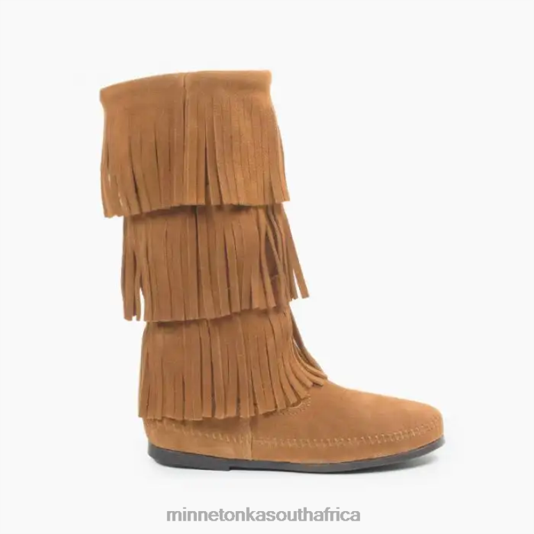 Minnetonka Footwear RNL6F4 Women 3-Layer Fringe Boot Taupe