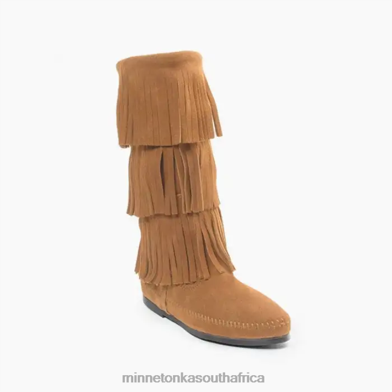 Minnetonka Footwear RNL6F4 Women 3-Layer Fringe Boot Taupe