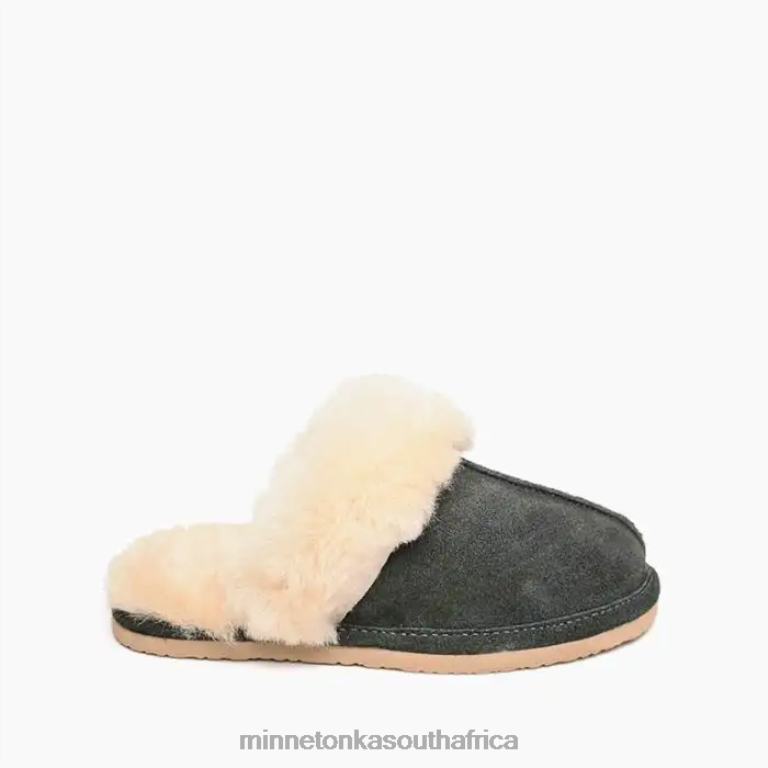 Minnetonka Footwear RNL6F235 Women Sheepskin Slide Charcoal