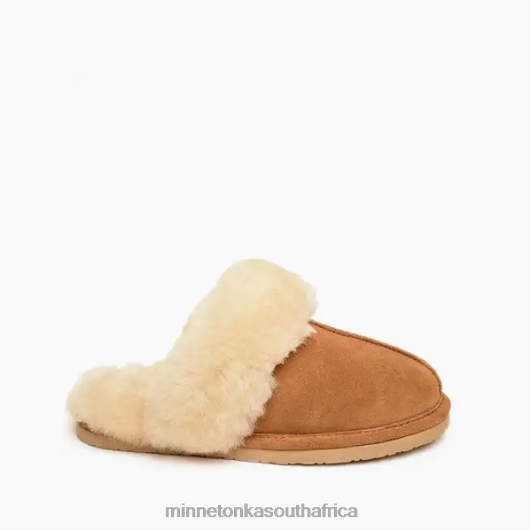 Minnetonka Footwear RNL6F236 Women Sheepskin Slide Golden Tan
