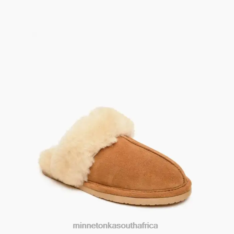 Minnetonka Footwear RNL6F236 Women Sheepskin Slide Golden Tan