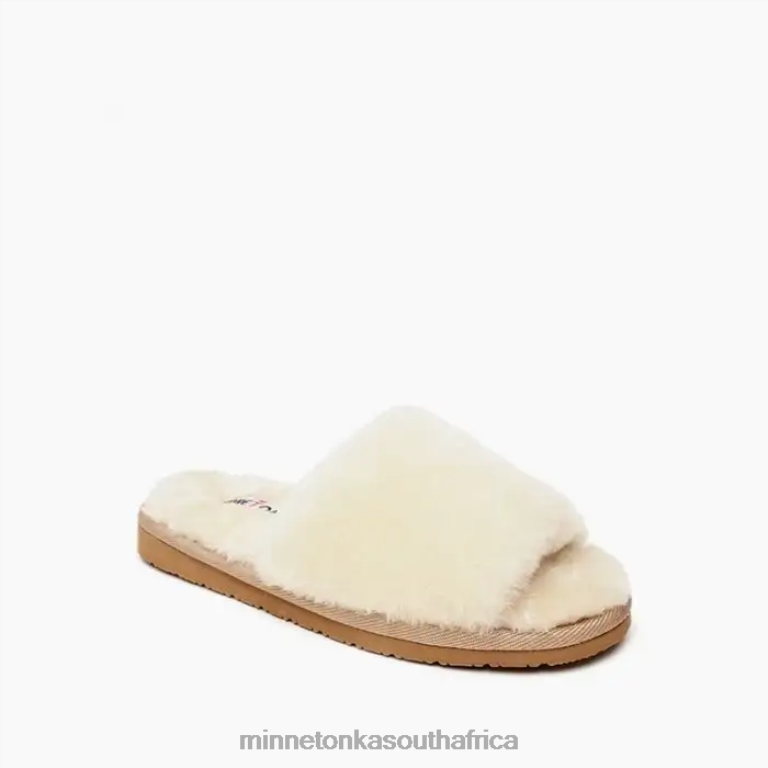 Minnetonka Footwear RNL6F259 Women Sheepskin Open Slide Natural